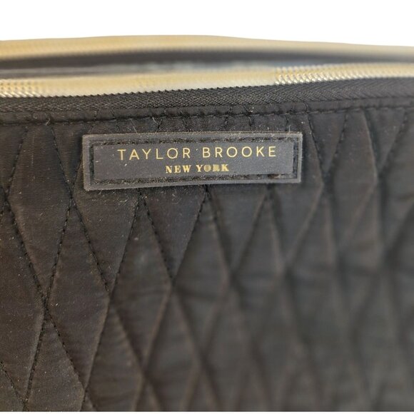 Taylor Brooke New York Quilted Black Makeup Bag With Dual Top Zippers & Compartm - Picture 3 of 9